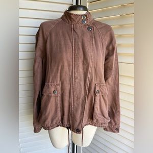 Free People mauve zipper and snap front cotton linen jacket size S